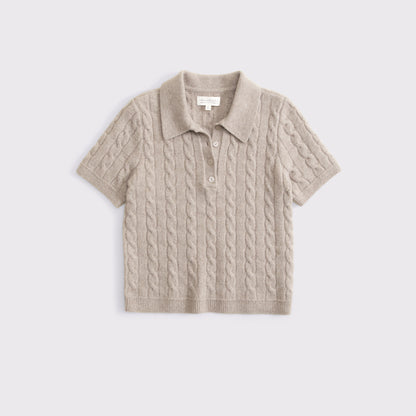 Abercrombie Merino Wool-Blend Cable Short-Sleeve Polo