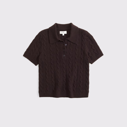 Abercrombie Merino Wool-Blend Cable Short-Sleeve Polo