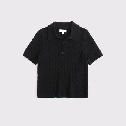 Abercrombie Merino Wool-Blend Cable Short-Sleeve Polo