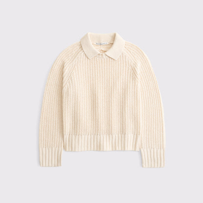 Abercrombie Airspun Cotton-Blend Collared Sweater