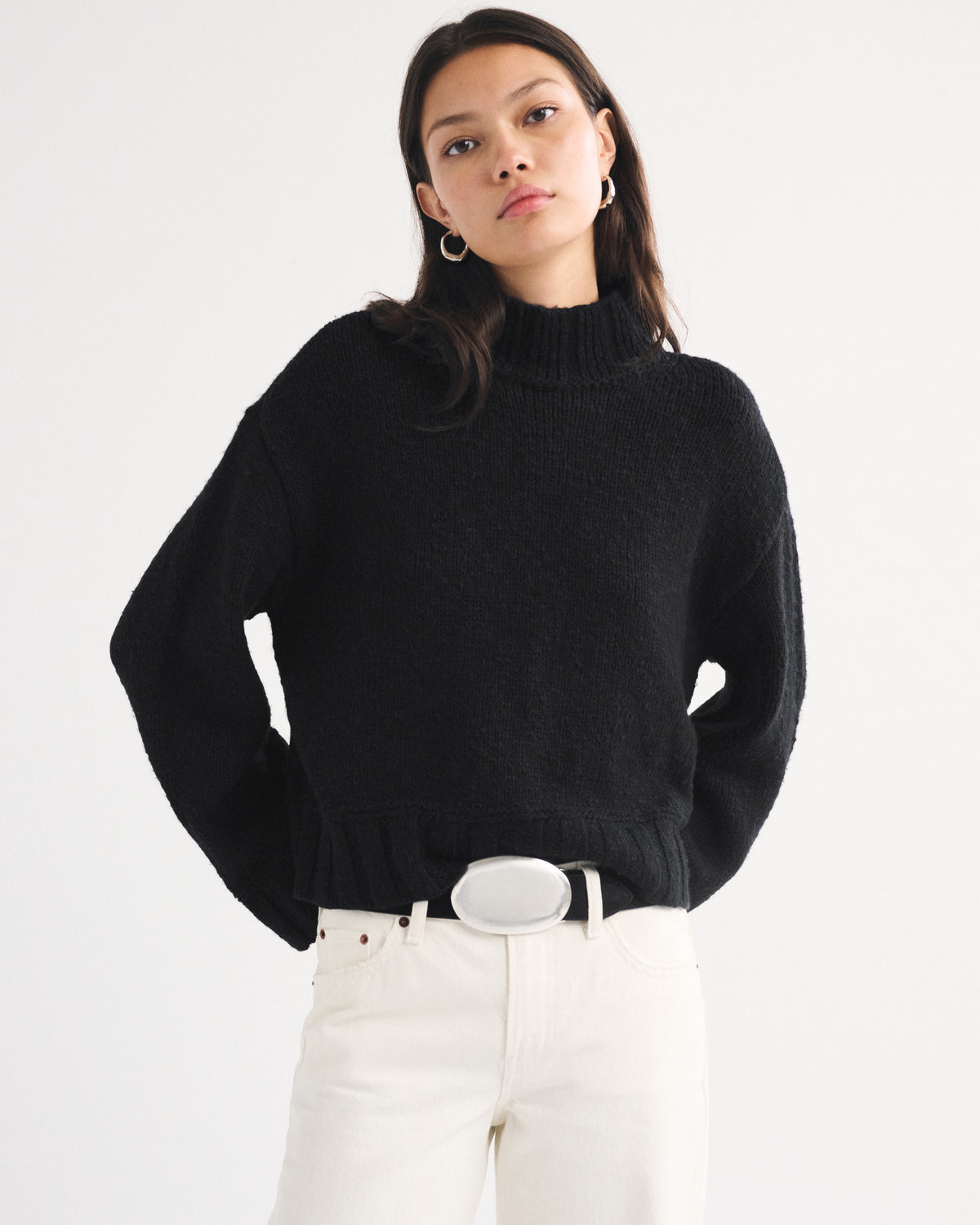 Abercrombie Easy Jacquard Funnel Neck Sweater