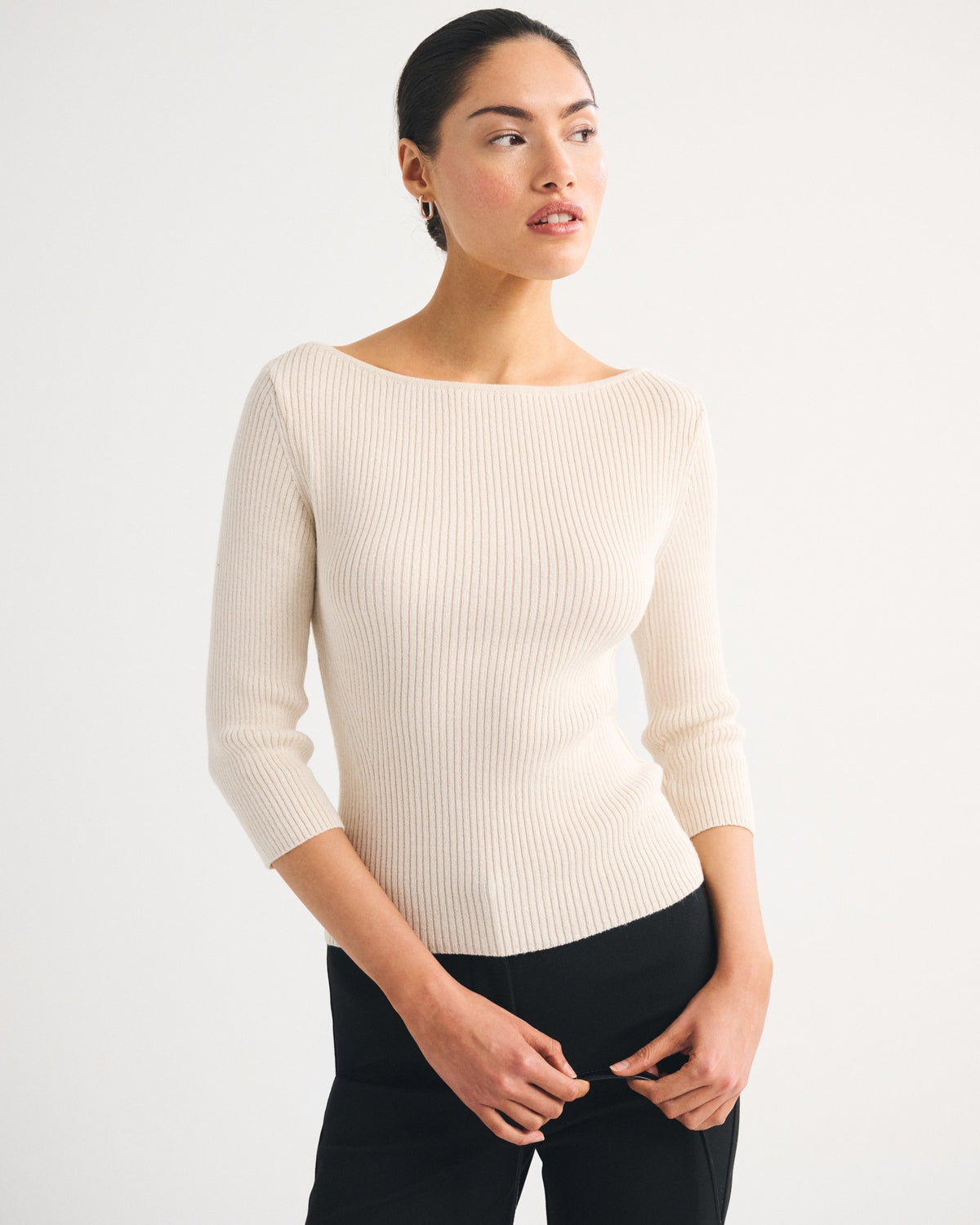 Abercrombie 3/4 Sleeve Slash Neck Sweater