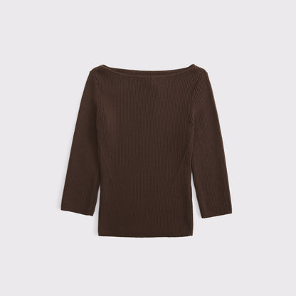Abercrombie 3/4 Sleeve Slash Neck Sweater