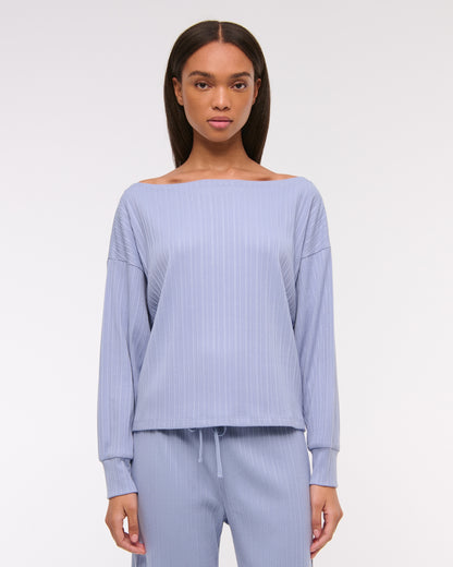 Abercrombie Long-Sleeve Lounge Wide Rib Slash Top
