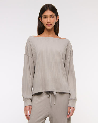 Abercrombie Long-Sleeve Lounge Wide Rib Slash Top