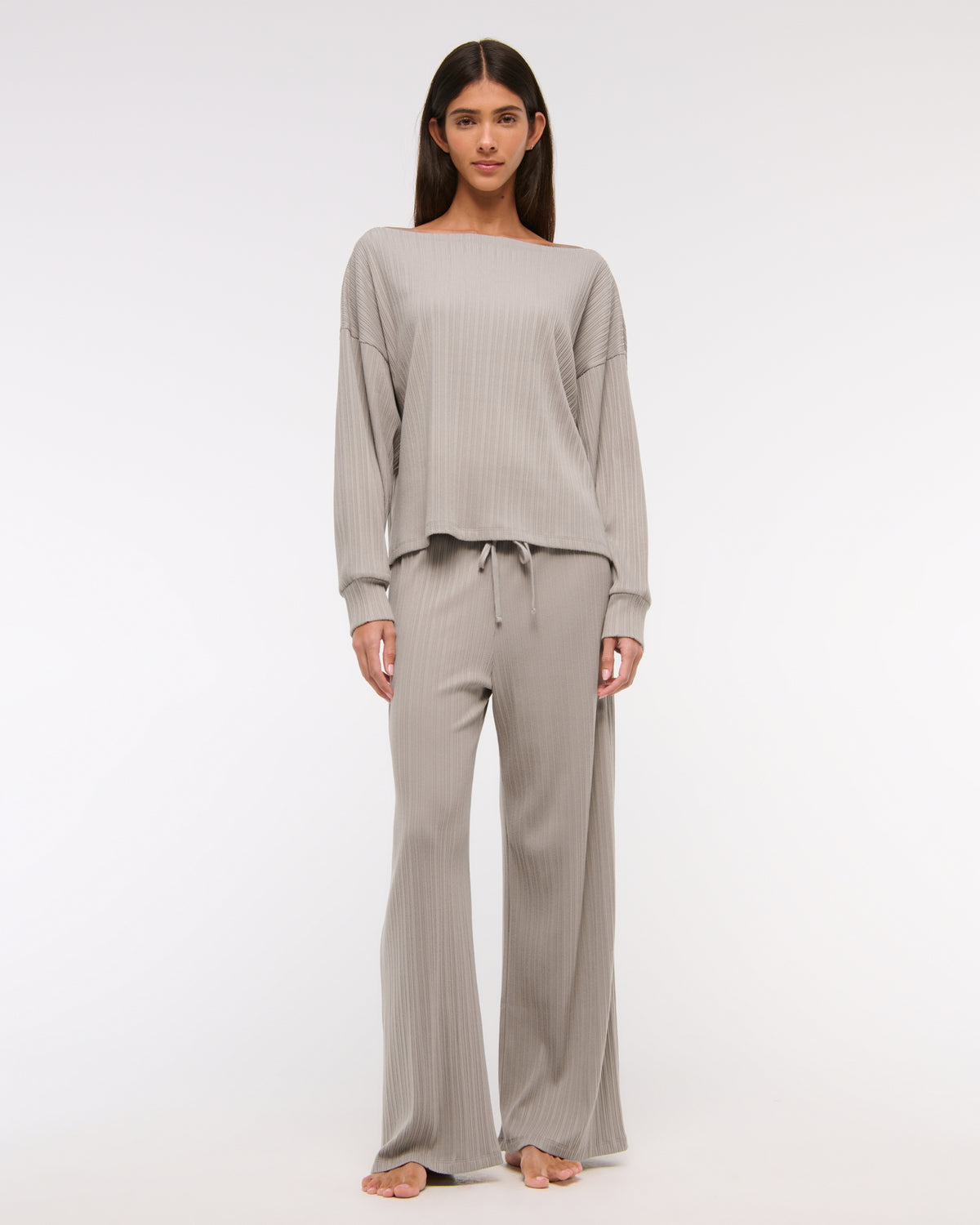 Abercrombie Long-Sleeve Lounge Wide Rib Slash Top