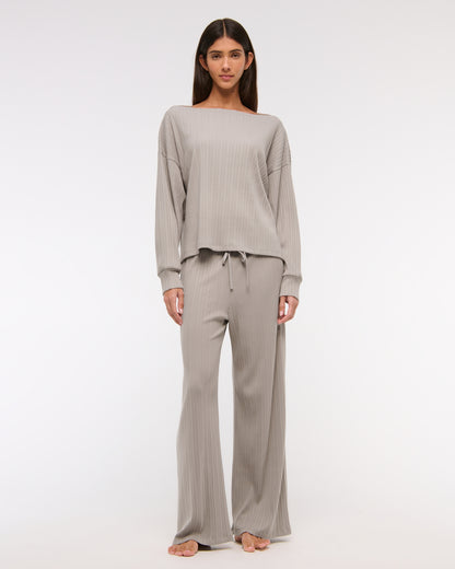 Abercrombie Long-Sleeve Lounge Wide Rib Slash Top