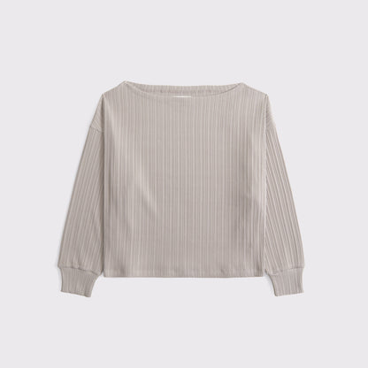 Abercrombie Long-Sleeve Lounge Wide Rib Slash Top
