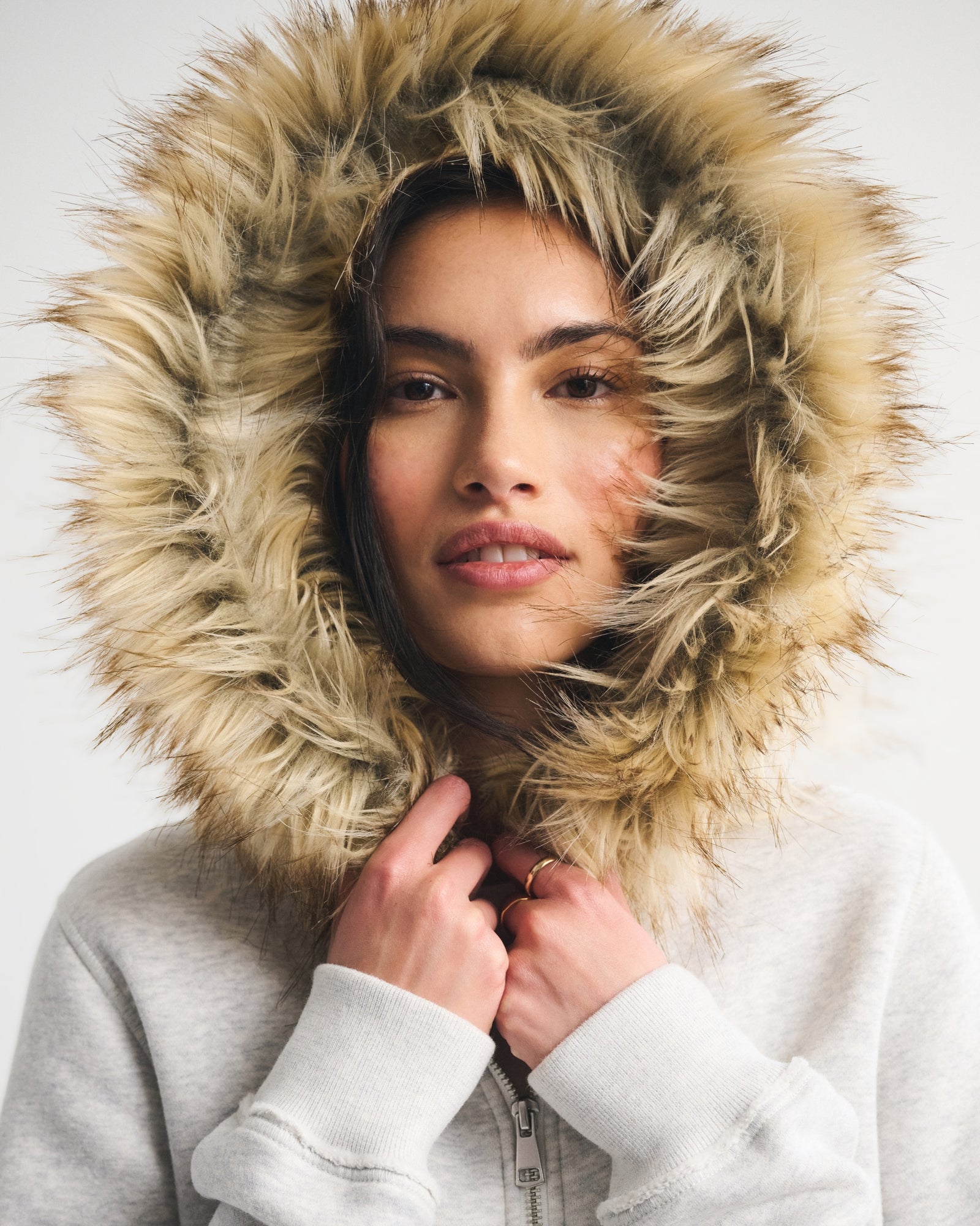Abercrombie Faux Fur-Lined Full-Zip Hoodie