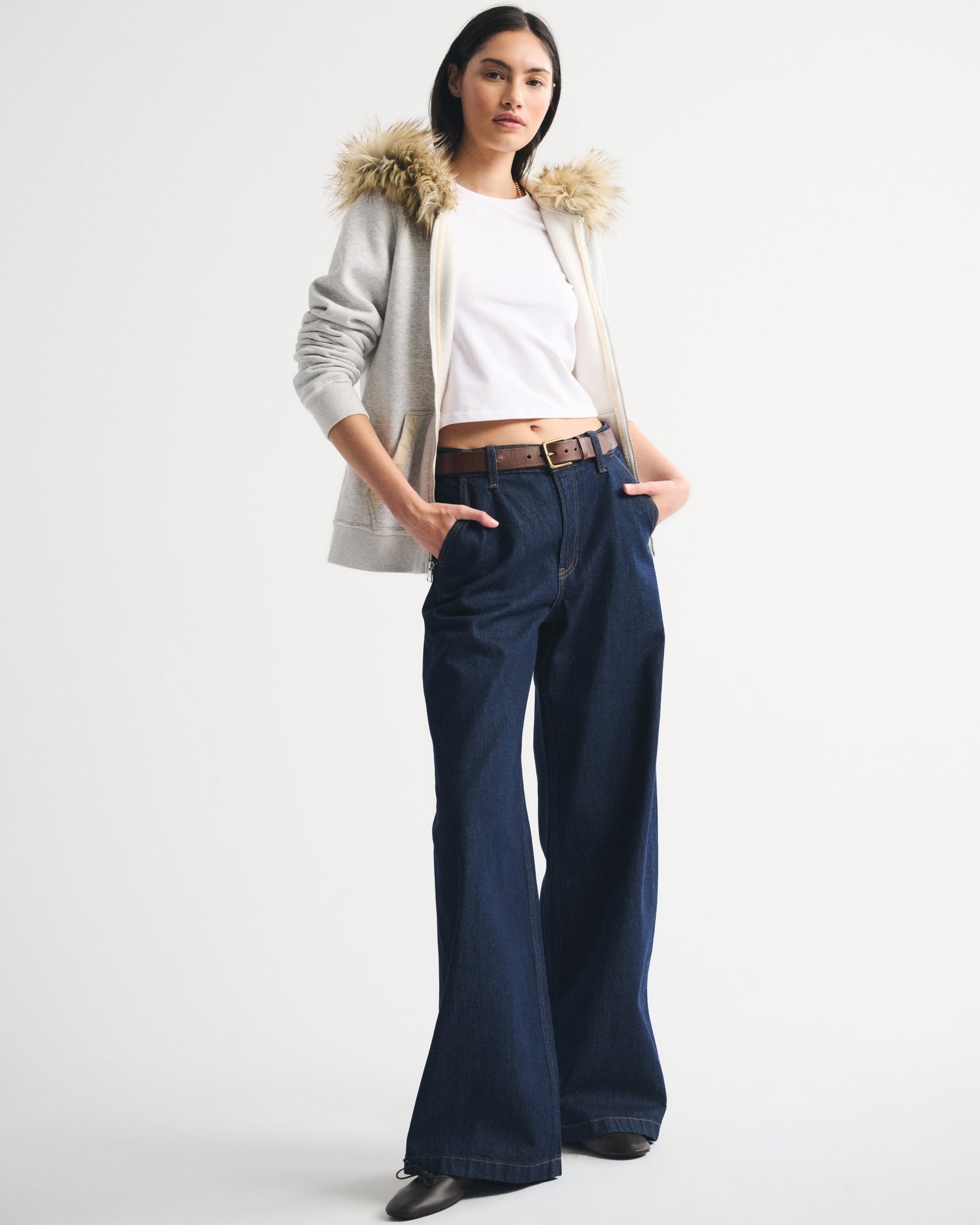 Abercrombie Faux Fur-Lined Full-Zip Hoodie