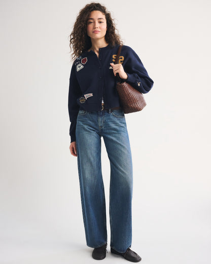 Abercrombie Sunday Shrunken Patchwork Cardigan