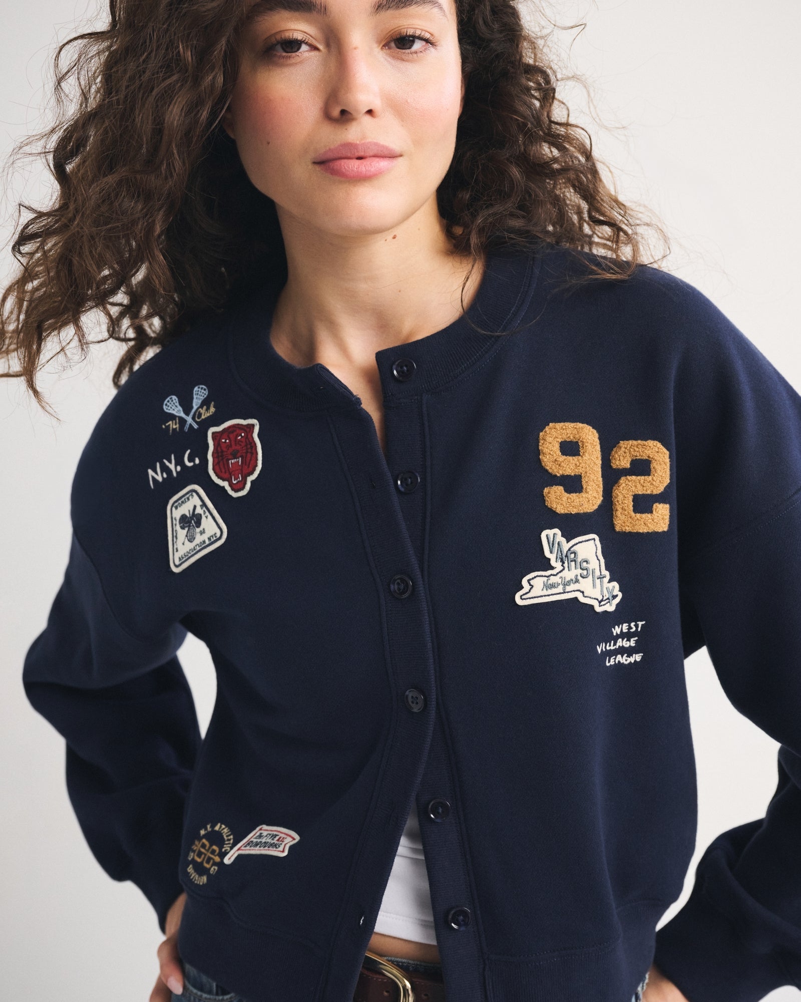 Abercrombie Sunday Shrunken Patchwork Cardigan