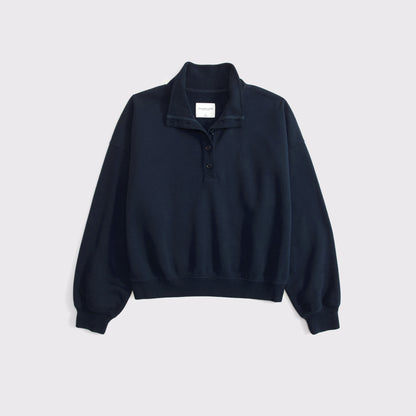Abercrombie Sunday Mock Neck Henley Sweatshirt
