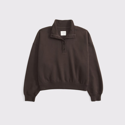 Abercrombie Sunday Mock Neck Henley Sweatshirt
