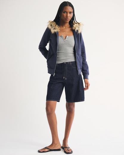 Abercrombie Faux Fur-Lined Full-Zip Hoodie