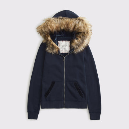 Abercrombie Faux Fur-Lined Full-Zip Hoodie