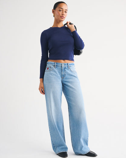 Abercrombie Curve Love Low Rise Ultra Loose Cuffed Hem Jean