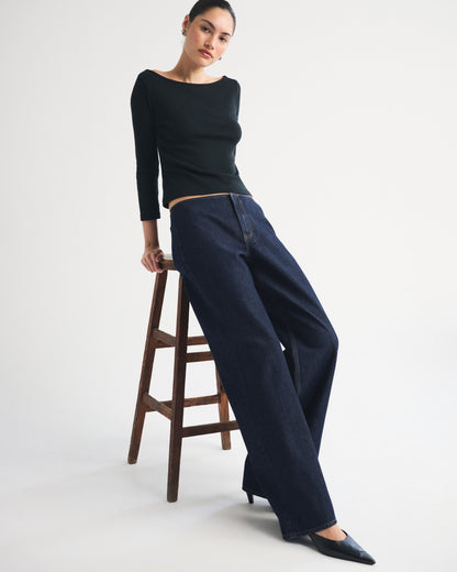 Abercrombie Clean Waist Low Rise Ultra Loose Jean