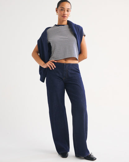 Abercrombie Curve Love Clean Waist Low Rise Ultra Loose Jean