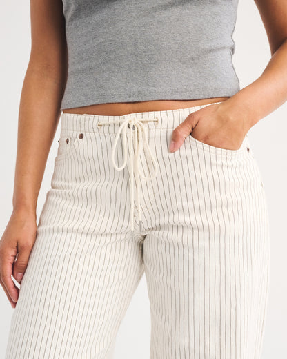Abercrombie Curve Love Linen-Blend Low Rise Ultra Loose Drawstring Jean