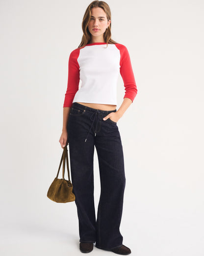 Abercrombie Linen-Blend Low Rise Ultra Loose Drawstring Jean