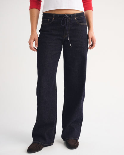 Abercrombie Linen-Blend Low Rise Ultra Loose Drawstring Jean