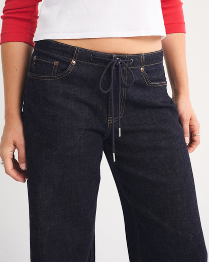 Abercrombie Linen-Blend Low Rise Ultra Loose Drawstring Jean
