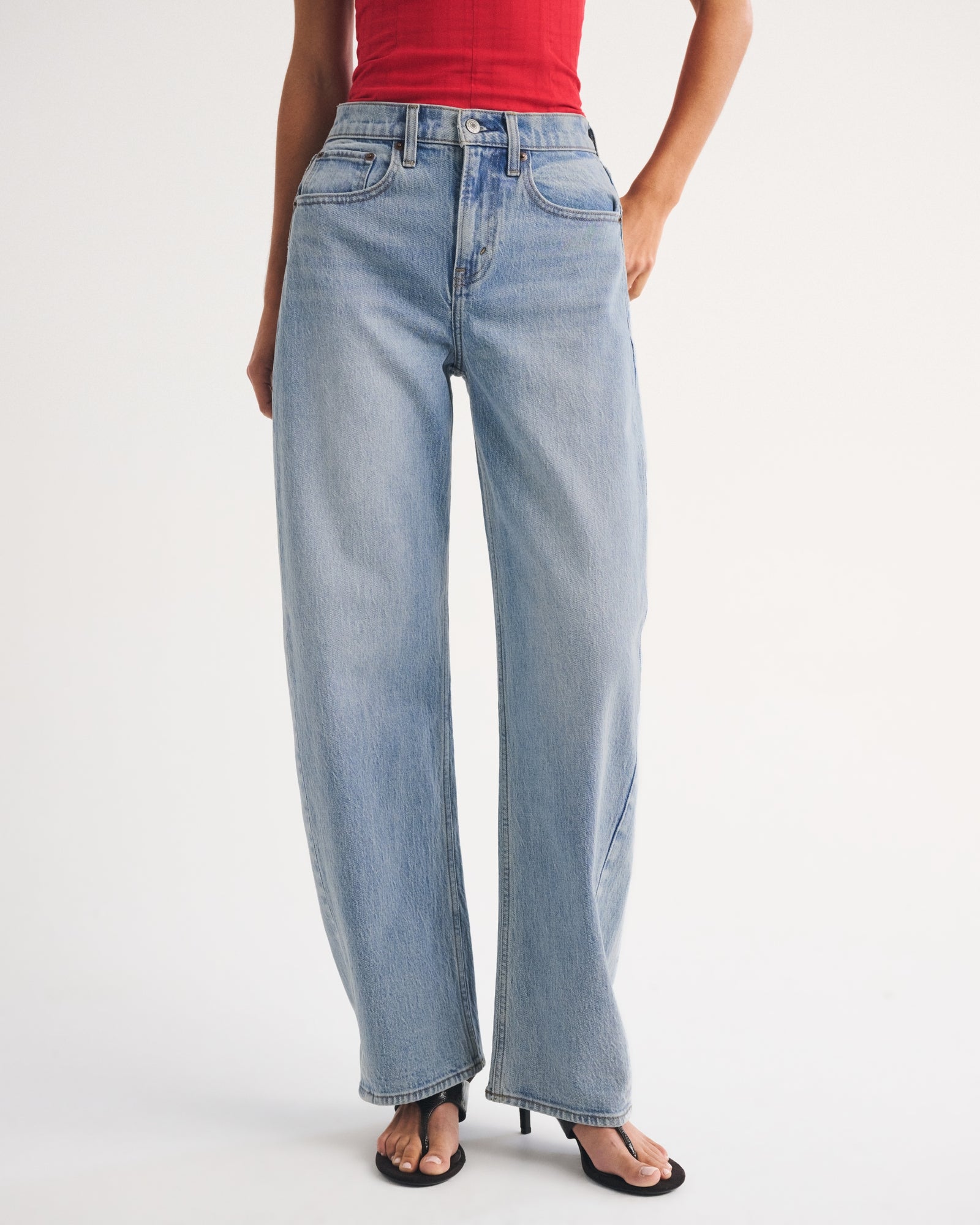 Abercrombie High Rise Barrel Jean