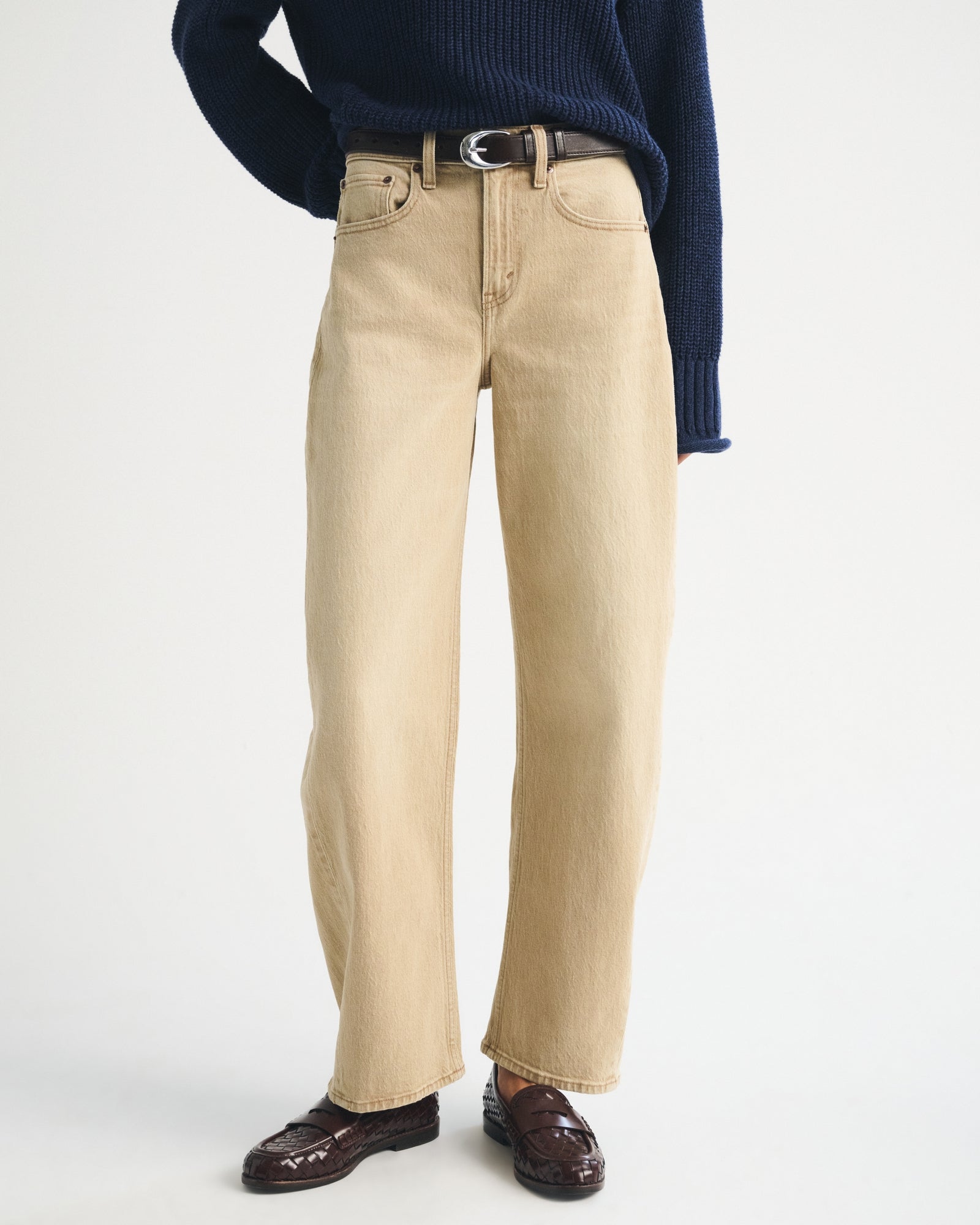 Abercrombie High Rise Barrel Jean