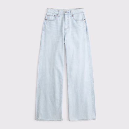 Abercrombie High Rise Wide Leg Fish Embroidered Jean