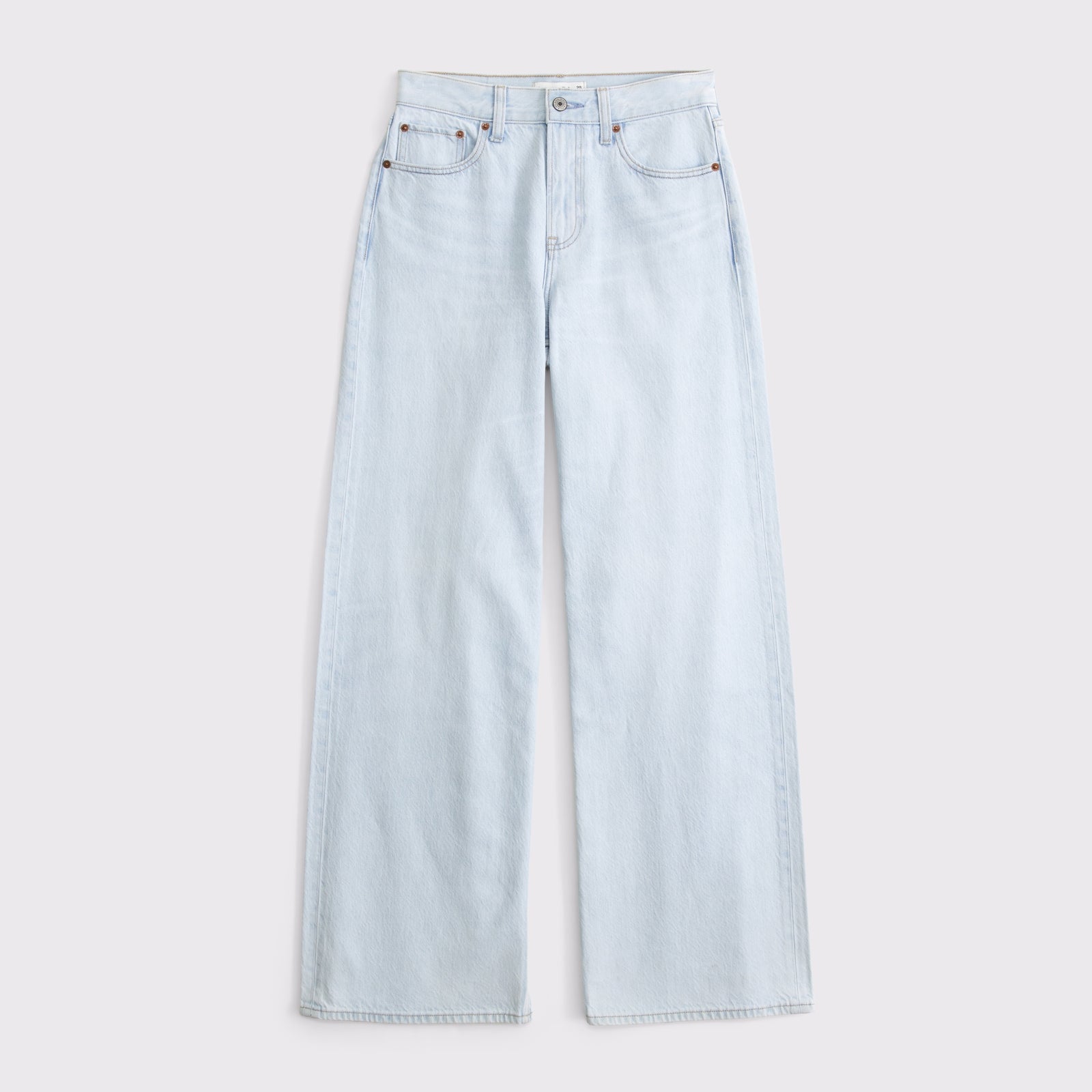 Abercrombie Curve Love High Rise Wide Leg Fish Embroidered Jean