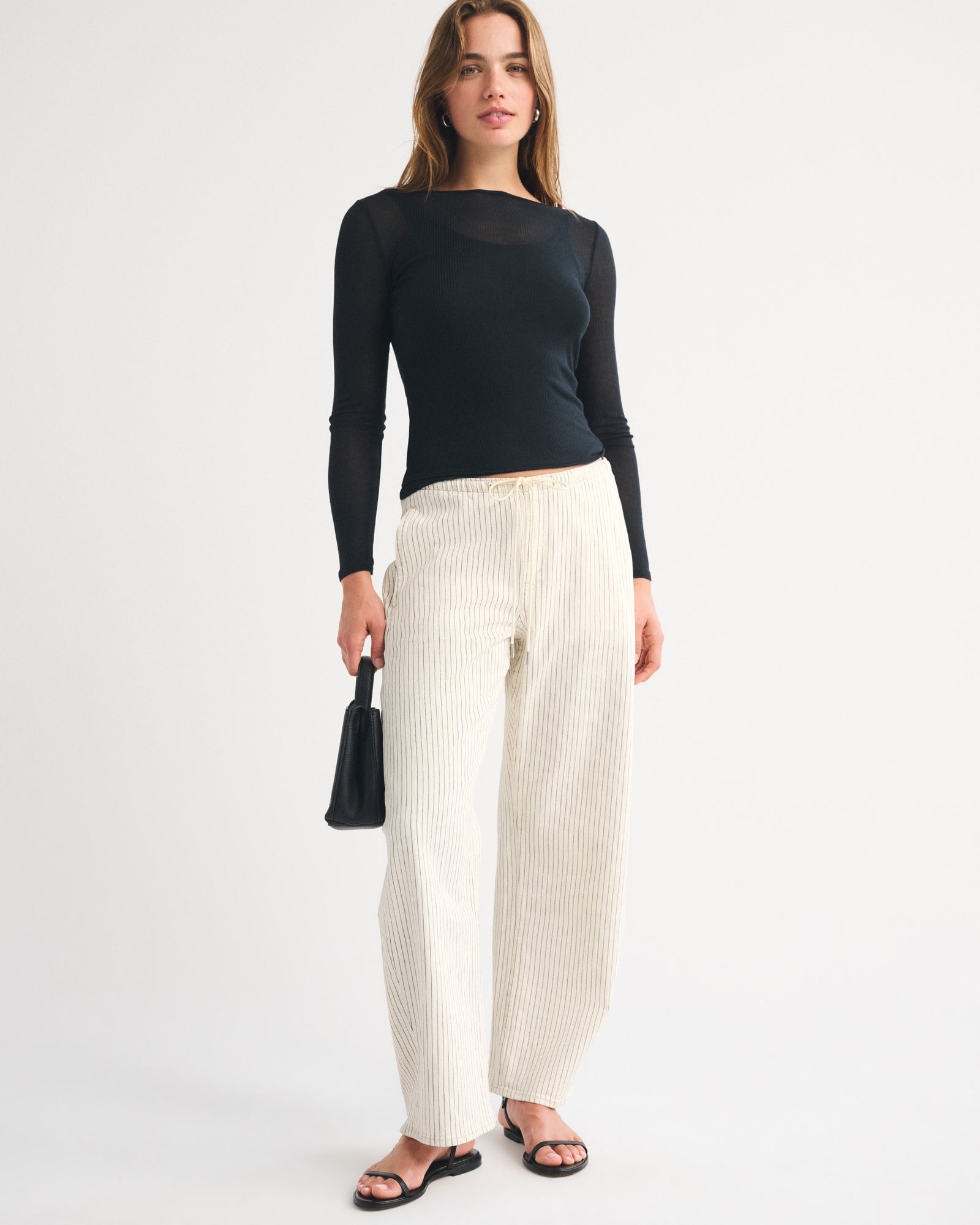 Abercrombie Linen-Blend Denim Pull-On Barrel Jean