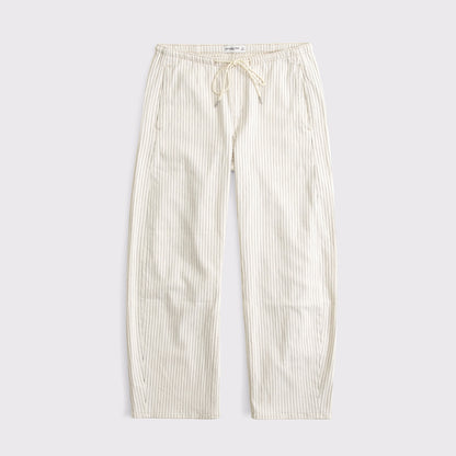 Abercrombie Linen-Blend Denim Pull-On Barrel Jean