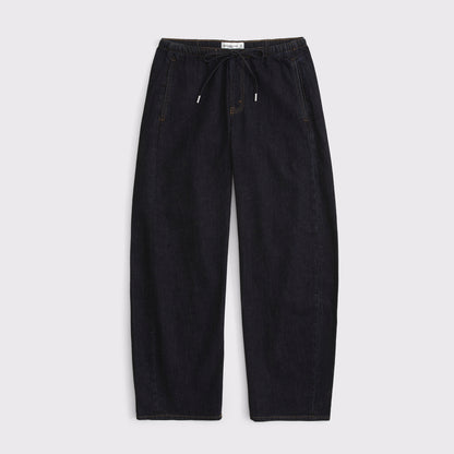 Abercrombie Linen-Blend Denim Pull-On Barrel Jean