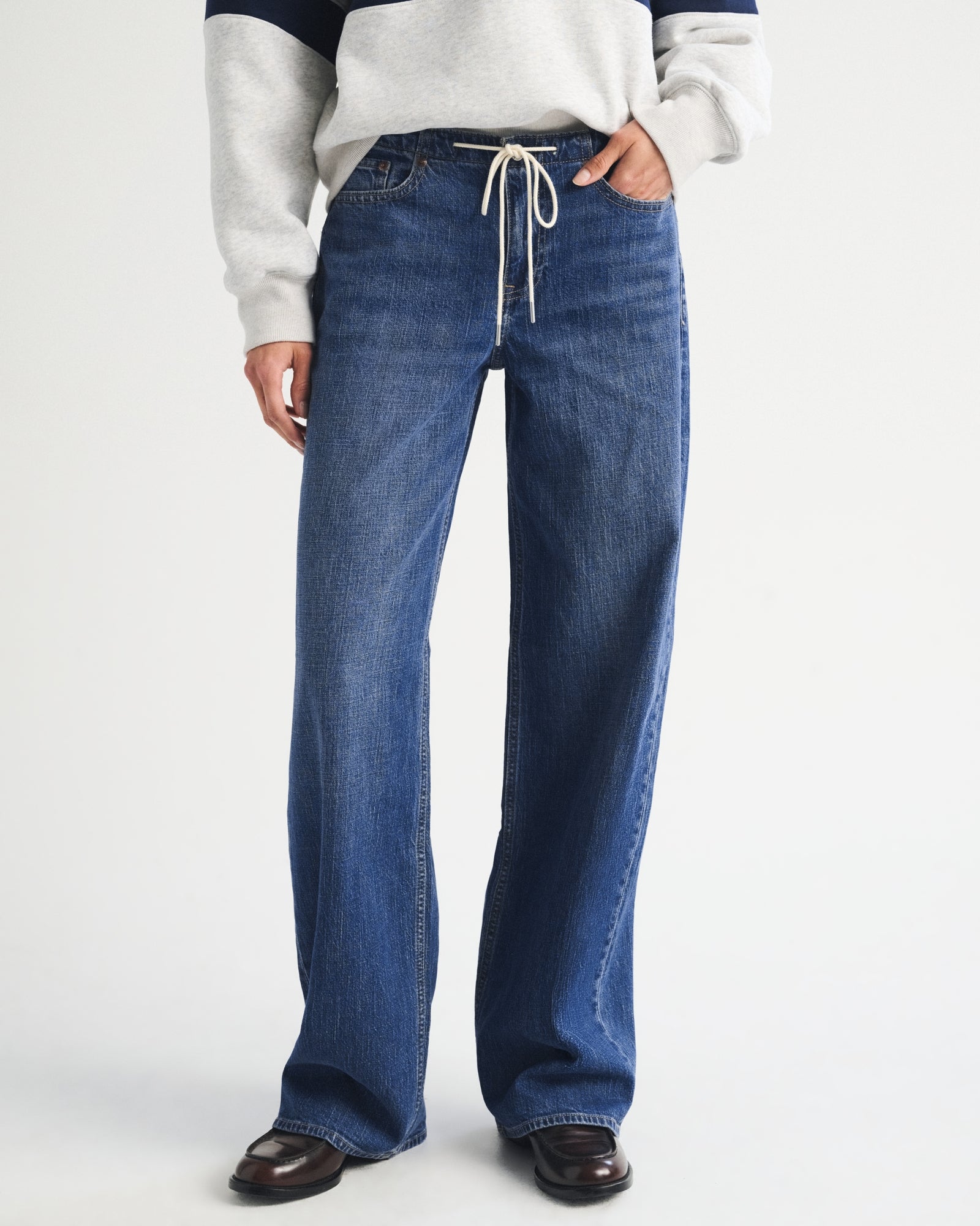 Abercrombie Linen-Blend Low Rise Ultra Loose Drawstring Jean