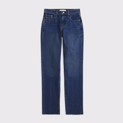 Abercrombie Mid Rise 90s Straight Frayed Hem Jean