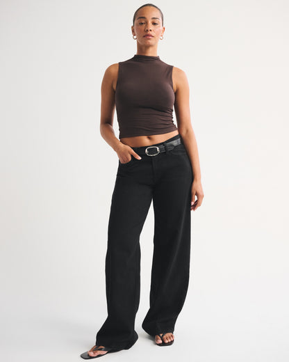 Abercrombie Curve Love Low Rise Ultra Loose Cuffed Hem Jean