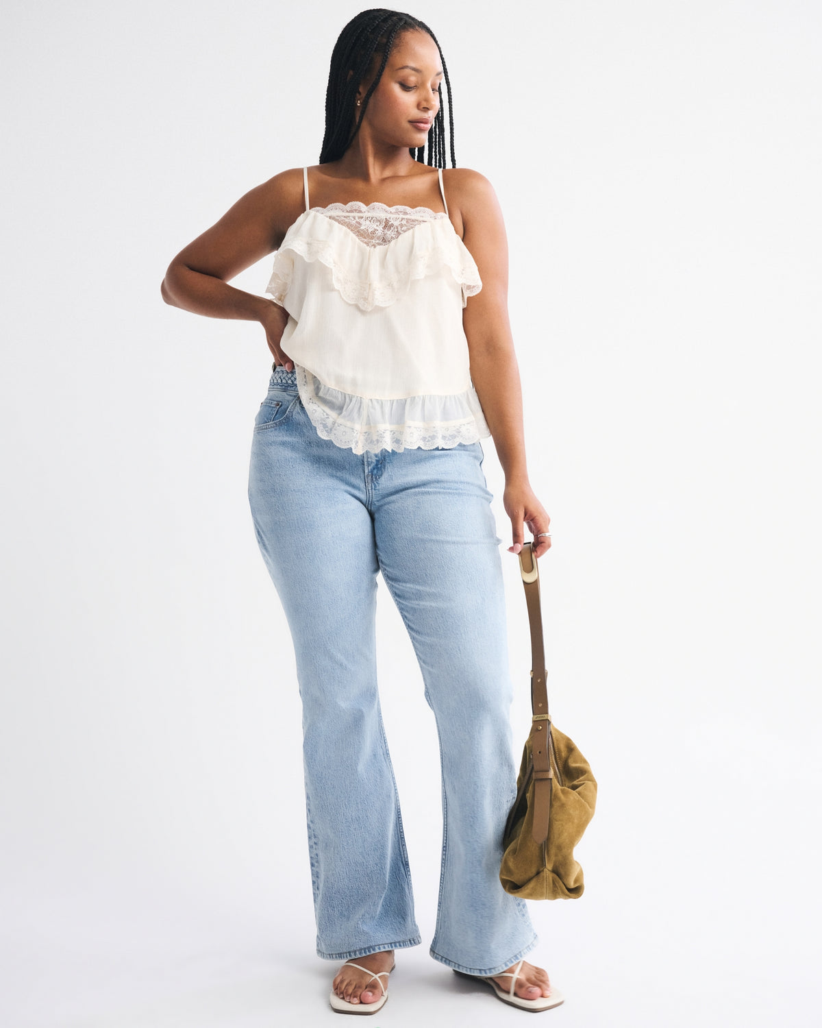 Abercrombie Curve Love Mid Rise Bootcut Frayed Hem Jean