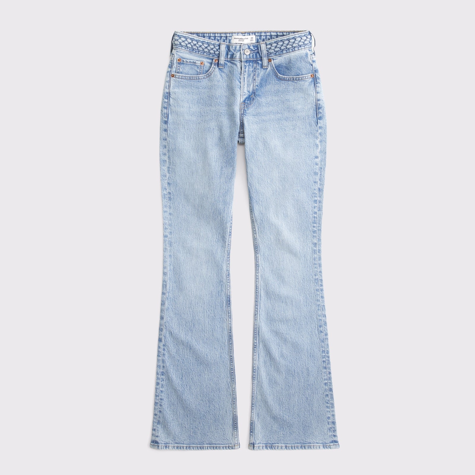 Abercrombie Curve Love Mid Rise Bootcut Frayed Hem Jean