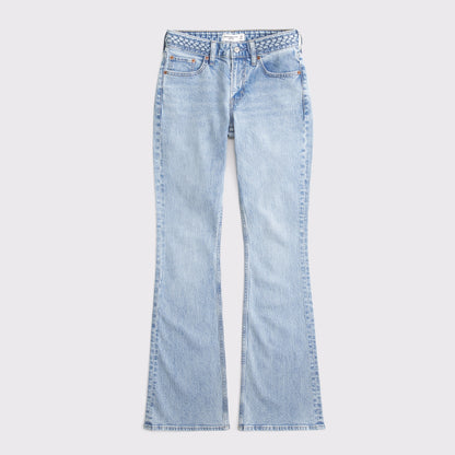 Abercrombie Curve Love Mid Rise Bootcut Frayed Hem Jean