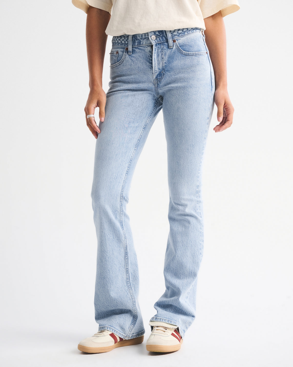 Abercrombie Mid Rise Bootcut Frayed Hem Jean