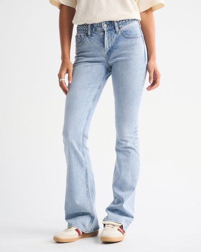 Abercrombie Mid Rise Bootcut Frayed Hem Jean