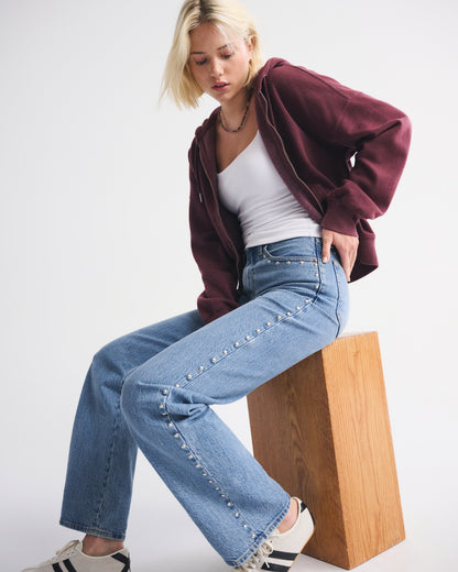Abercrombie High Rise 90s Relaxed Studded Jean