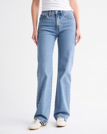 Abercrombie High Rise 90s Relaxed Studded Jean