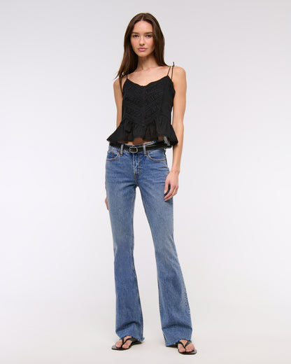 Abercrombie Mid Rise Bootcut Frayed Hem Jean