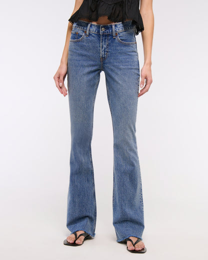 Abercrombie Mid Rise Bootcut Frayed Hem Jean