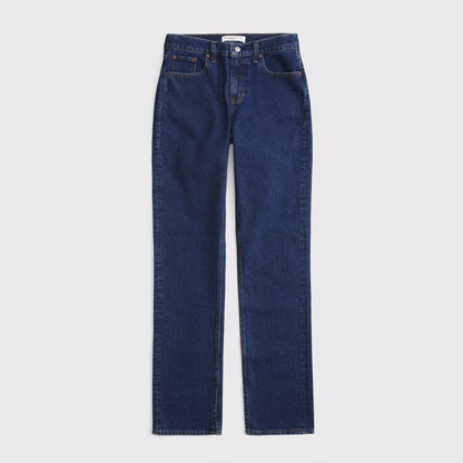 Abercrombie Curve Love Mid Rise 90s Straight Frayed Hem Jean