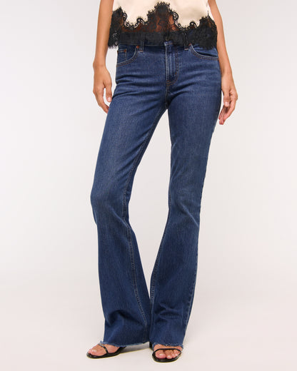 Abercrombie Mid Rise Bootcut Frayed Hem Jean