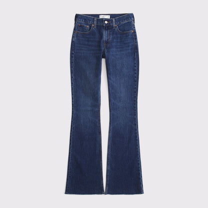 Abercrombie Mid Rise Bootcut Frayed Hem Jean