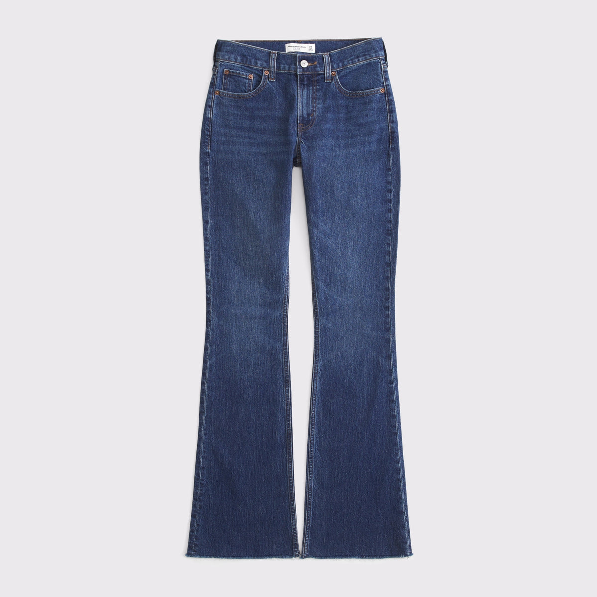 Abercrombie Curve Love Mid Rise Bootcut Frayed Hem Jean